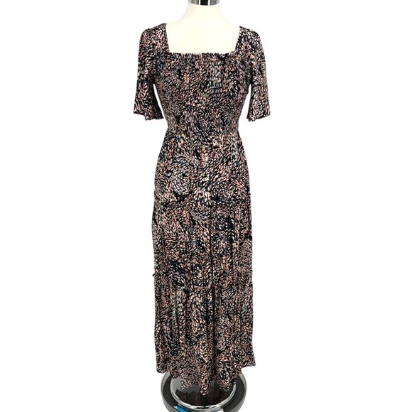 Lovestitch Floral Maxi Dress Square Neck Flutter Sleeve Multi Size Small NWT - Picture 1 of 14